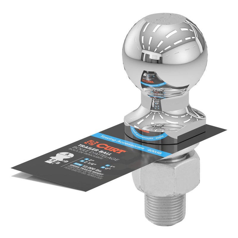 CURT 40038 Chrome Trailer Hitch Ball, 12,000 lbs, 2-Inch Diameter, 1 x 2-1/4-Inch Shank - Image 4